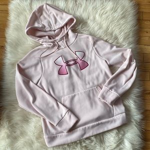 Under Armour Light Pink Fleece Sweater Hoodie Hooded Loose Fit Size Small